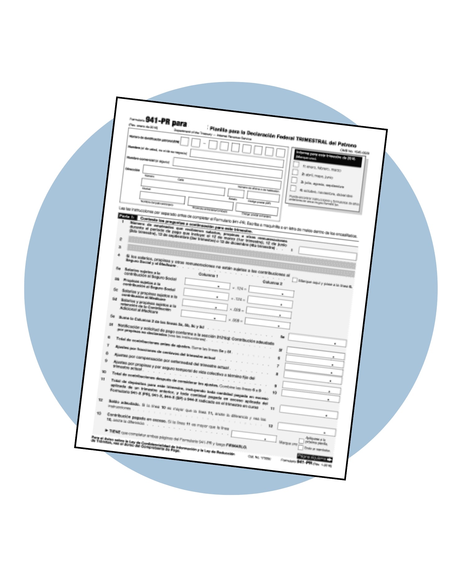 Preparación de trimestral IRS forma 941 PR