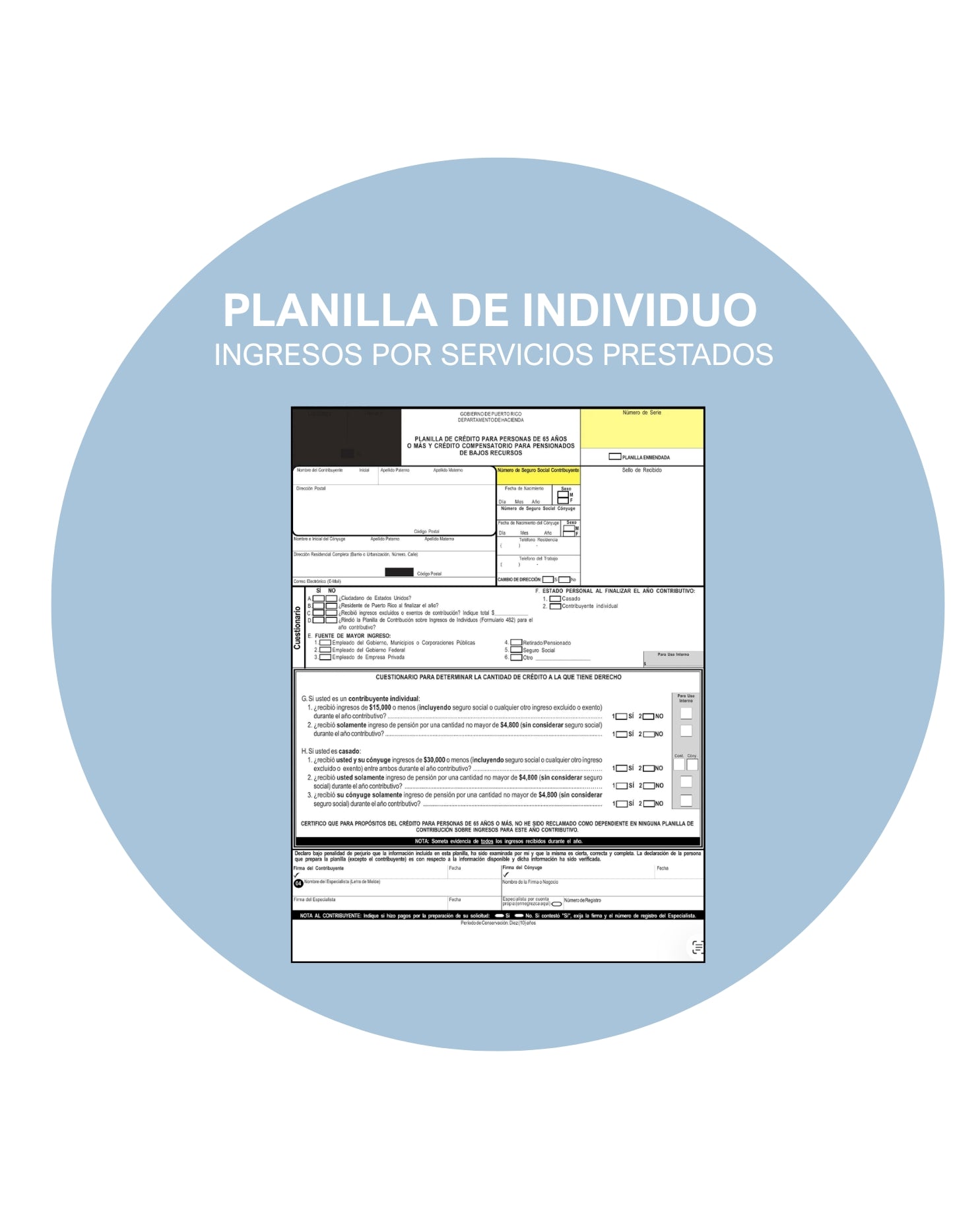 Planilla de Individuo- Ingresos por servicios Prestados
