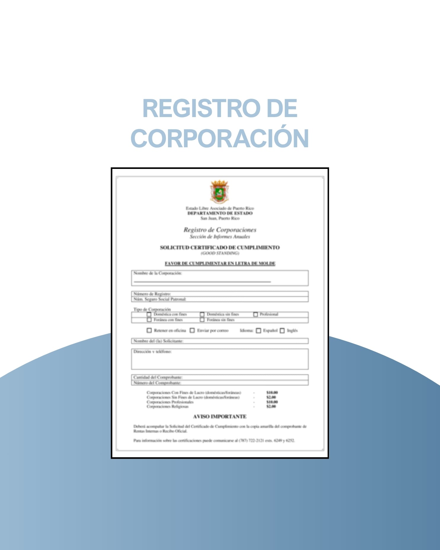 Registro de Corporación regular- PR
