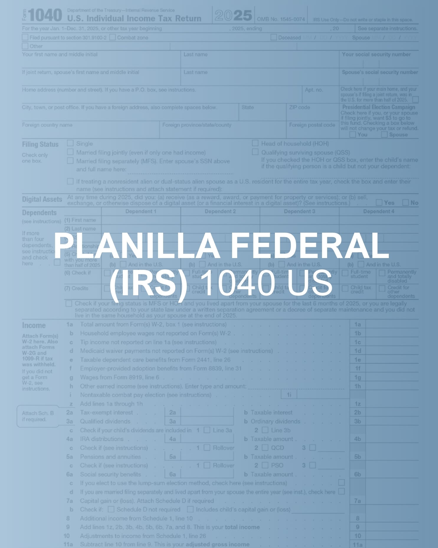 Planilla federal (IRS)- 1040 US